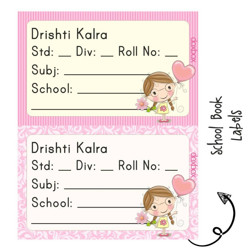 Girl With Flower - School Book Label