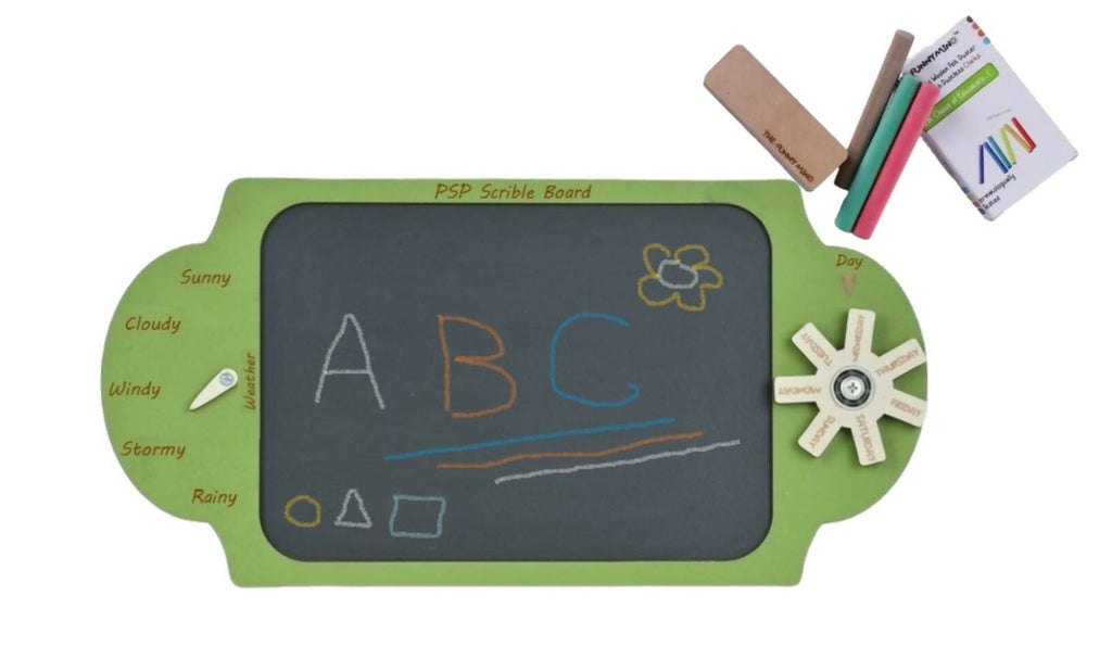 Multipurpose Wooden PSP Scribble Chalk Board with Chalk and Duster