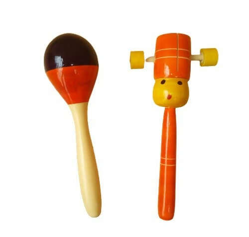 Wooden Rolling Rattle & Egg Shakers
