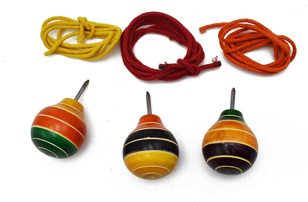 Wooden Spinning Tops Toys - Set Of 6