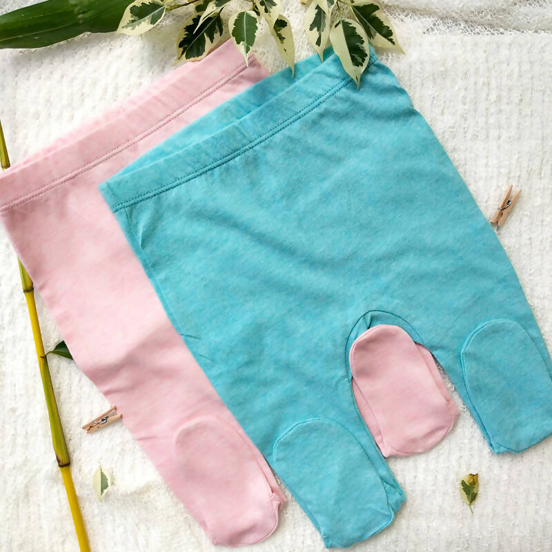 100% Organic Cotton Footed Pants - Combo Pack of 2