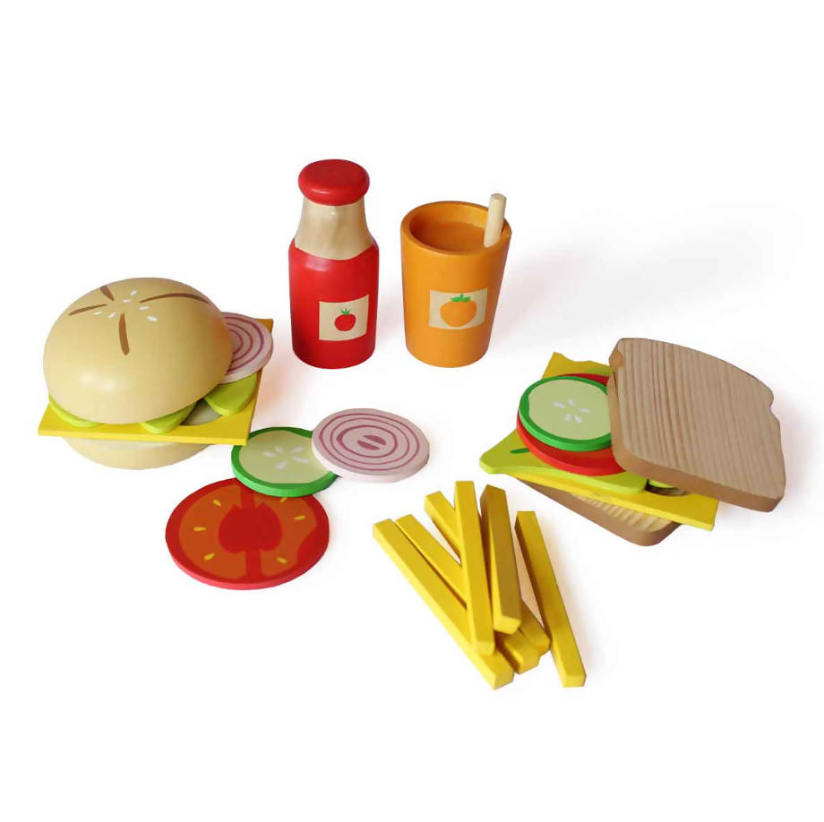 Sandwich And Burger Wooden Set