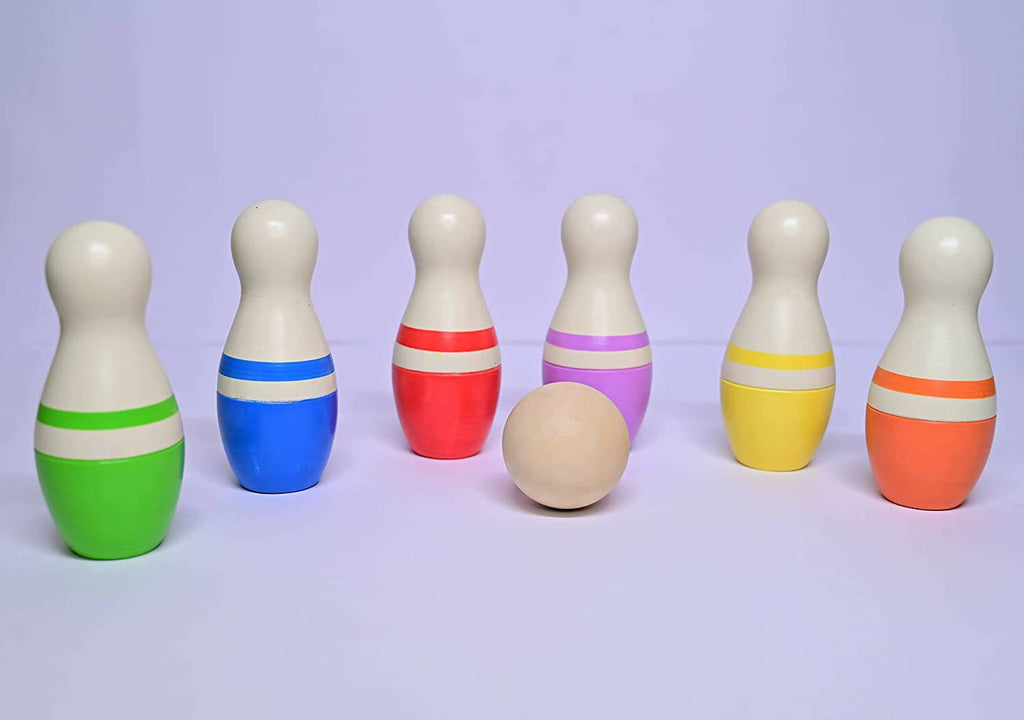 Wooden Bowling Pins Toy Set