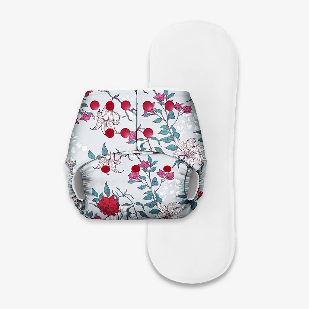 Basic Cloth Diapers - Red flowers