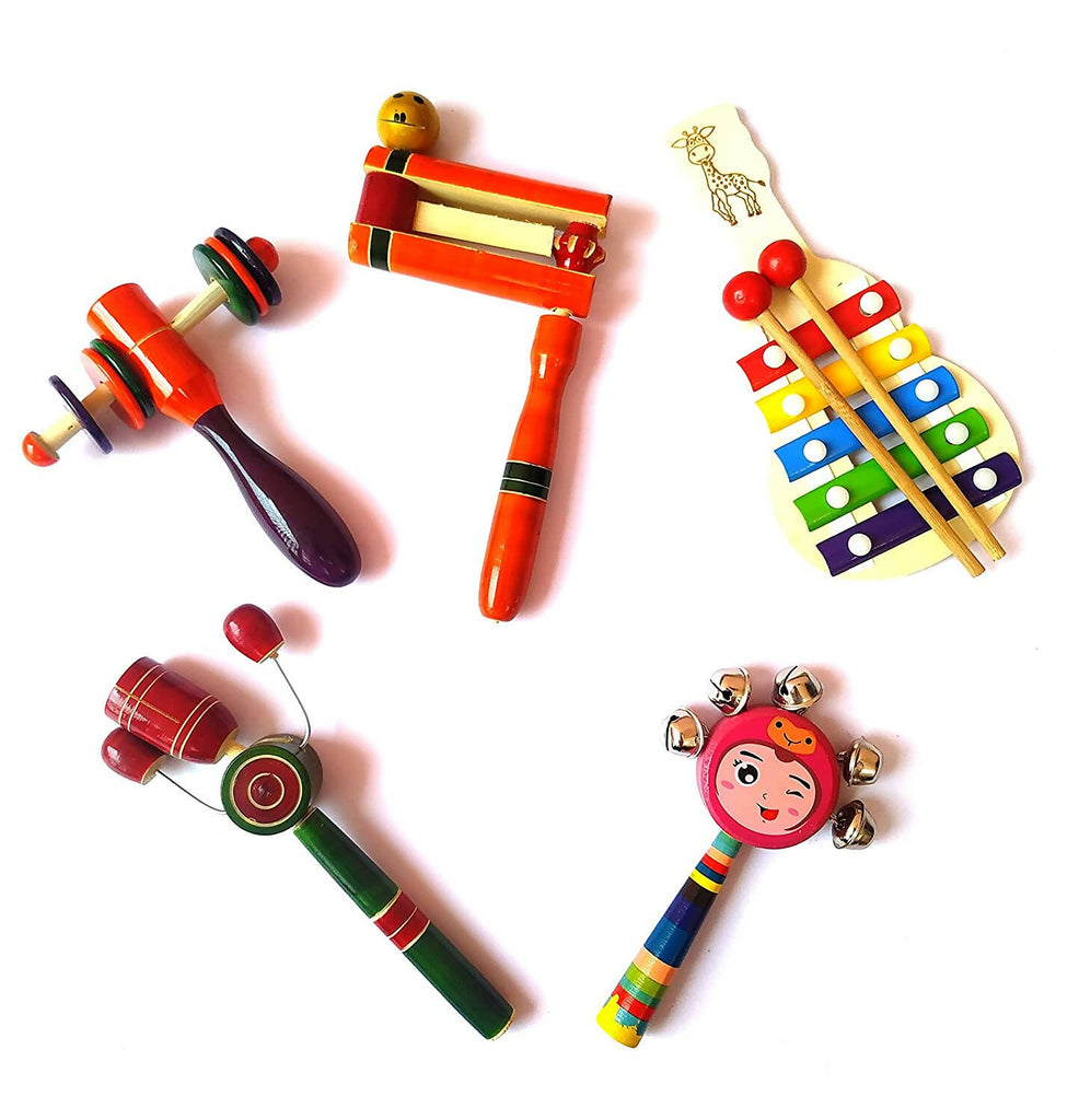 Wooden Rattles Toys - Set Of 5