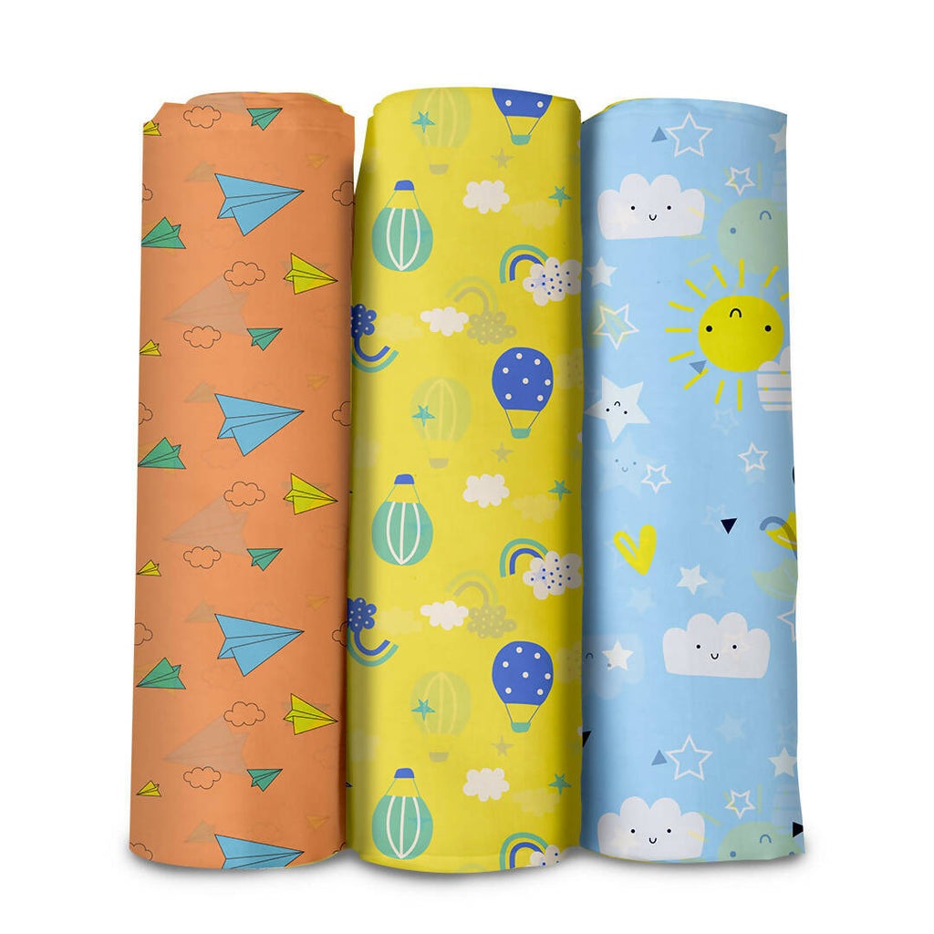 Fly High | Cotton Mulmul Swaddle Extra Soft Swaddle - Pack Of 3