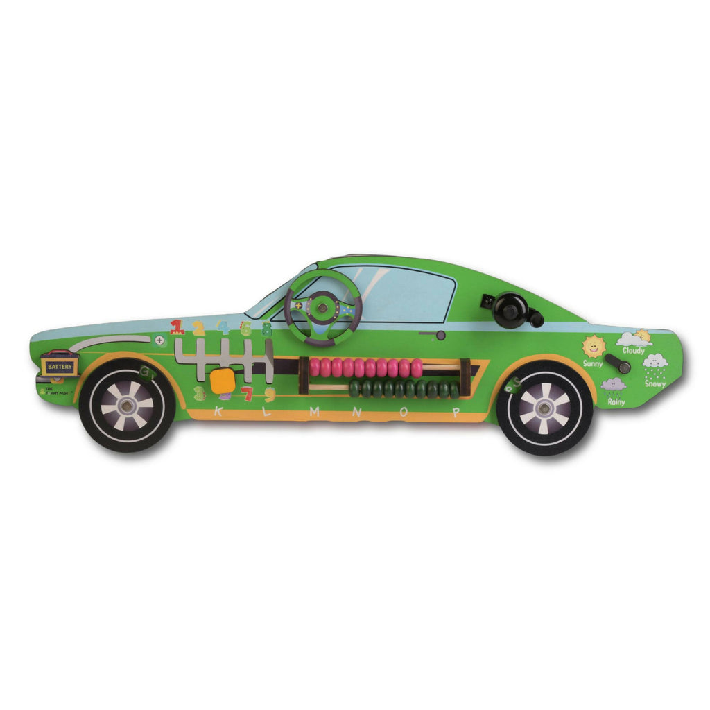 7+ Activities Wooden Racing Green Car Toy Busy Board