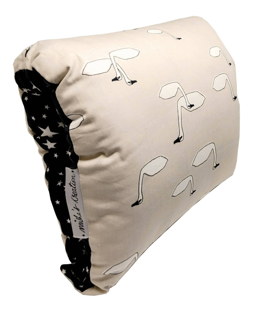 Nursing Arm Pillow - Beige Swans and Black and White Stars