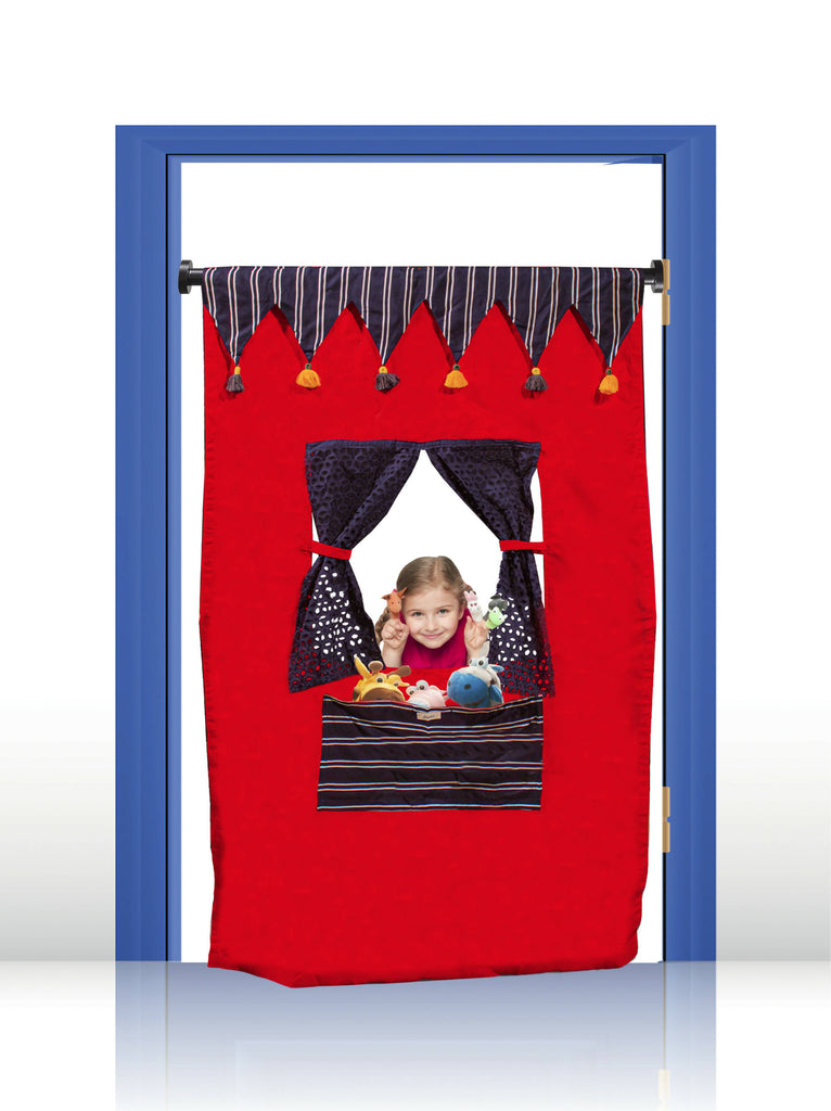 Puppet Theatre Door Curtain - The Circus Theme (Blue and Red)