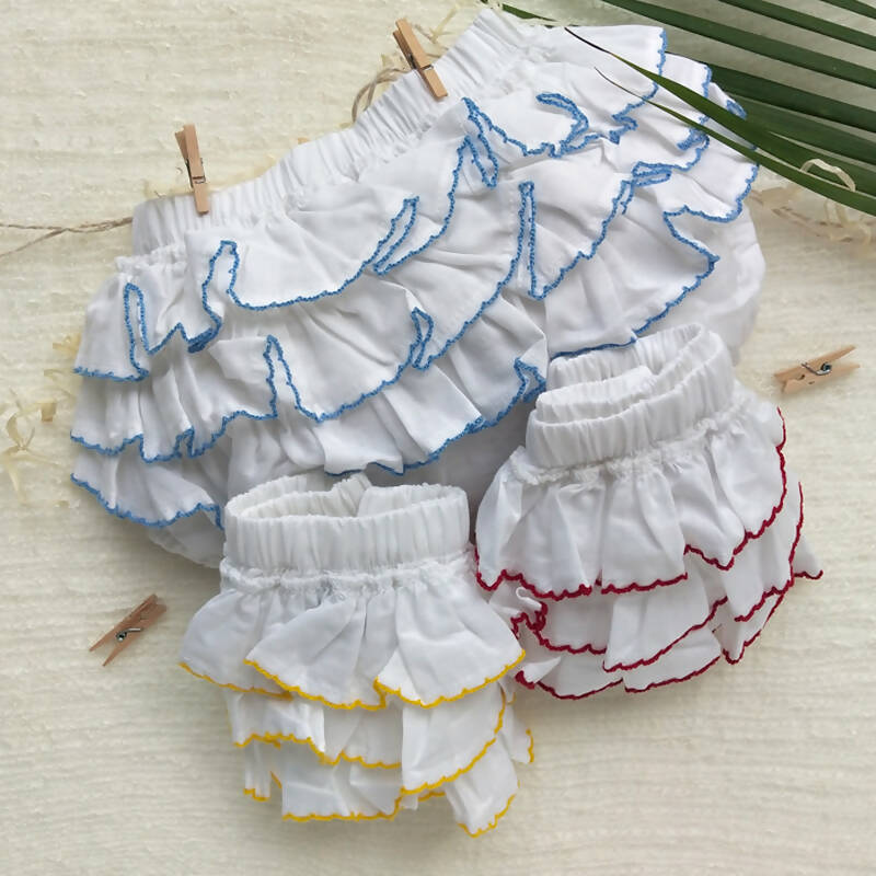 100% Organic Cotton Frilled Baby Bloomers - Combo Pack of 3