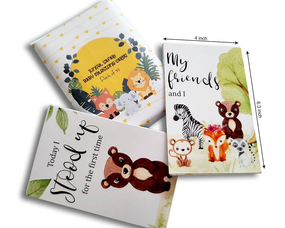Jungle Safari theme Baby milestone cards- Pack of 32