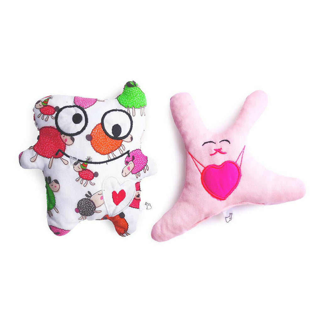 Mini Monster & Honey Bunny | Cotton Soft Toy - Pack Of 2