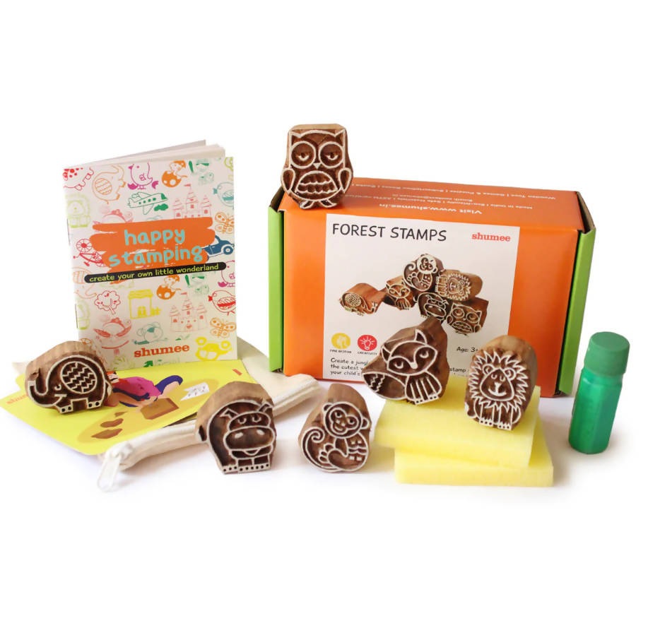 Forest Friends Wooden Stamps Set