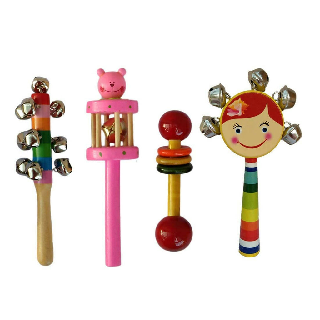 Wooden Rattles for Baby/Infants - Set Of 4
