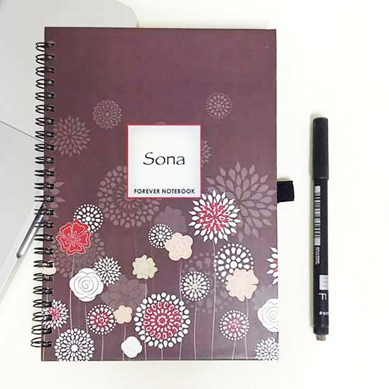 Brown Floral Forever (Rewritable) Notebook