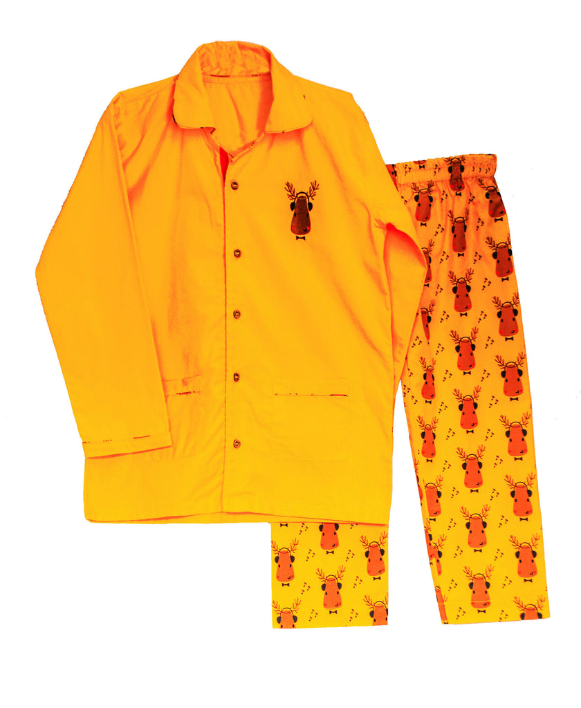 Loungewear - Deary Dreams - Regular Collar - Yellow (Printed Bottom & Top with Embroidery)