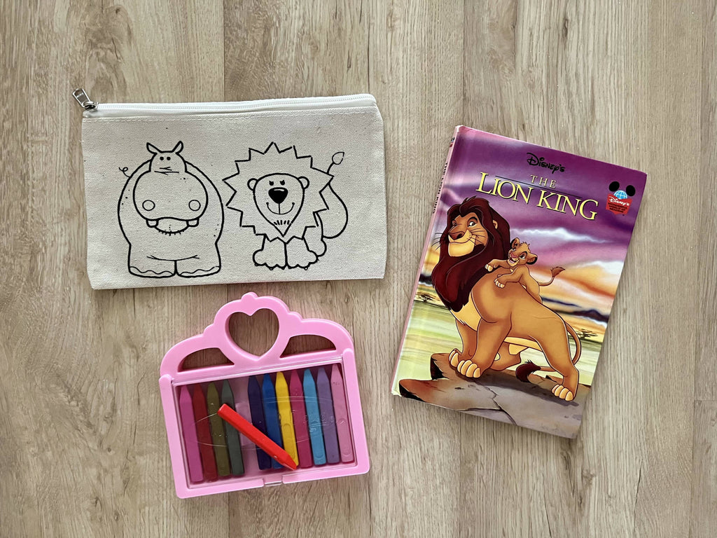 DIY Colouring Lion and Hippo Pouch