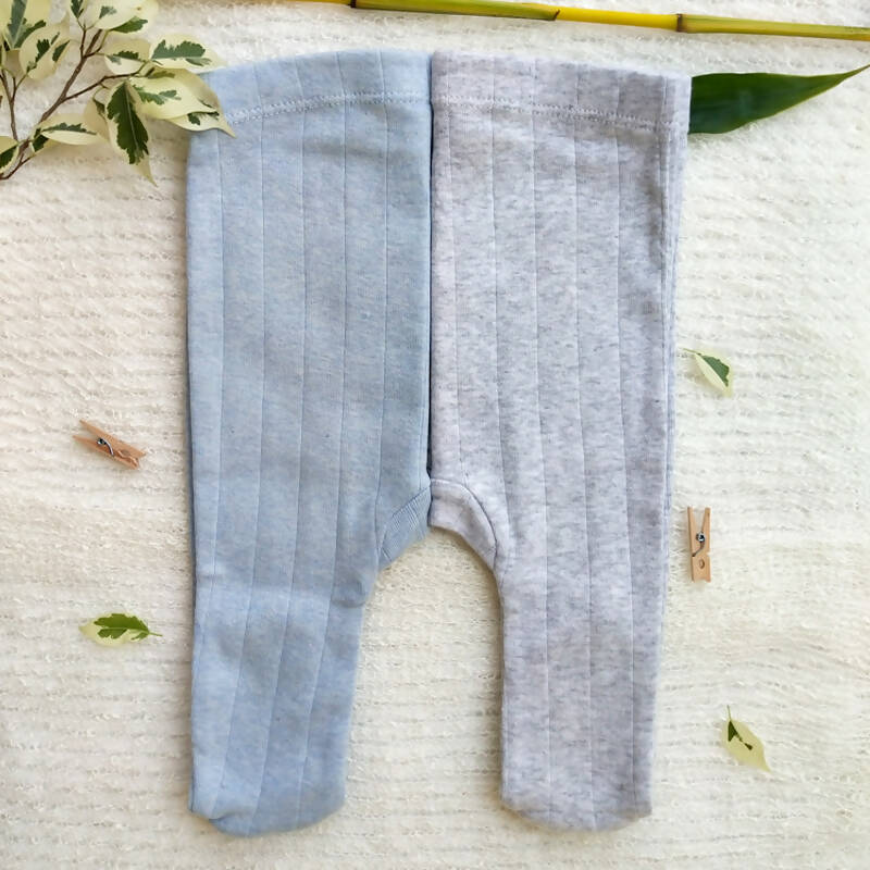 100% Organic Cotton Footed Pants - Combo Pack of 2