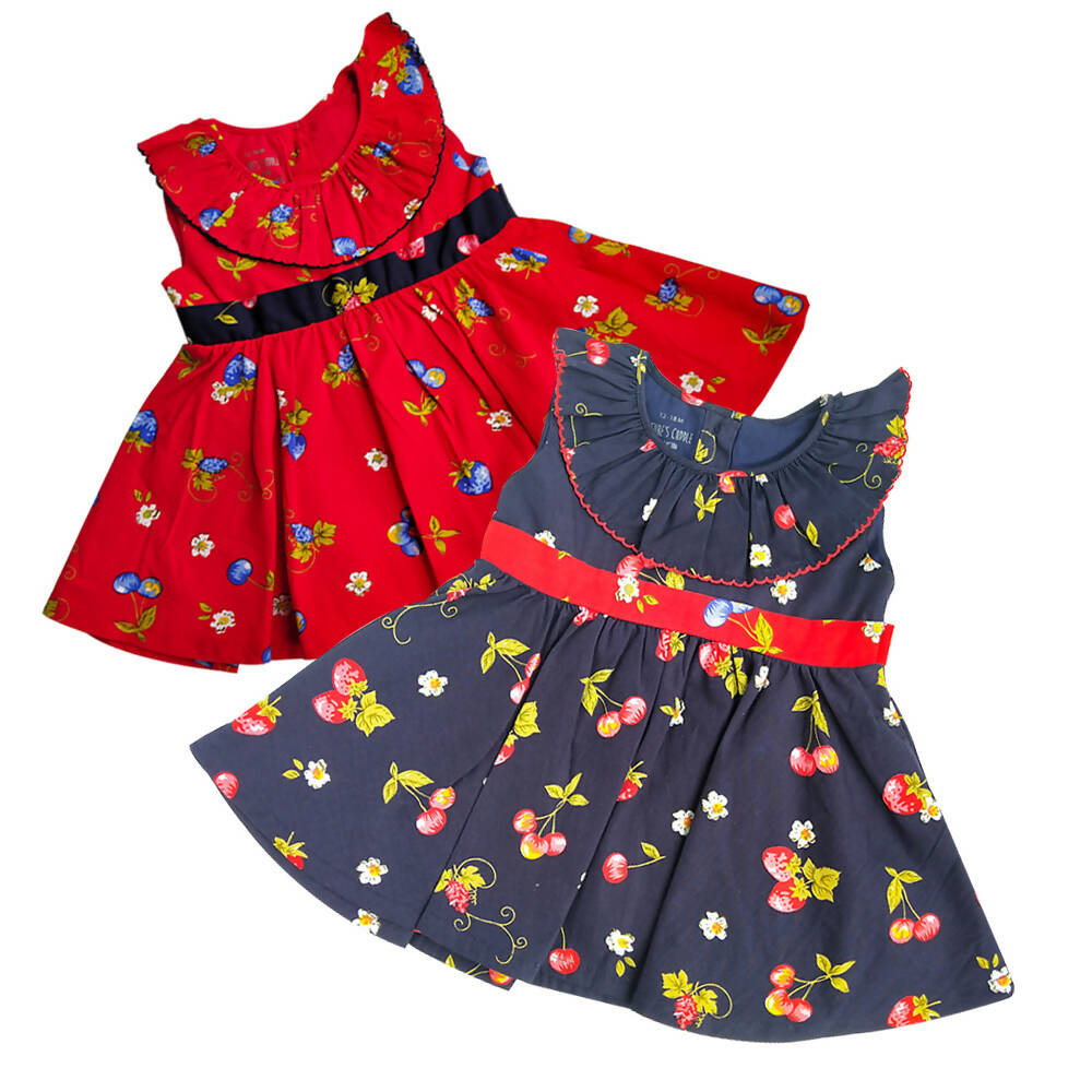 100% Cotton Woven Baby Frocks - Combo Pack of 2