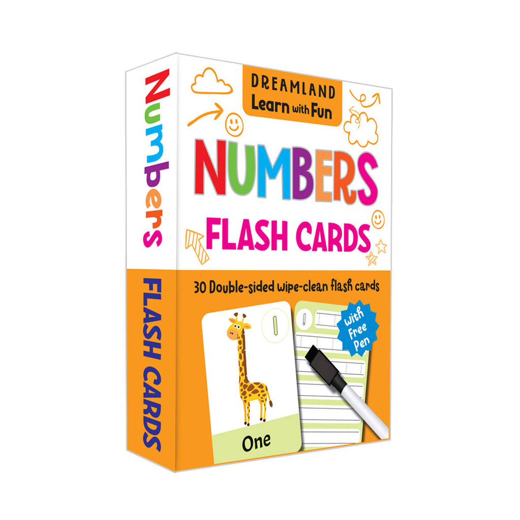 Flash Cards Numbers - 30 Double Sided Wipe Clean Flash Cards for Kids (With Free Pen)