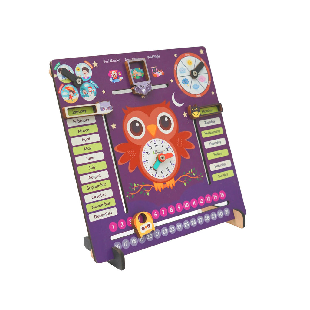 Owl Teaching Clock and Calendar | 36 X 36 cm