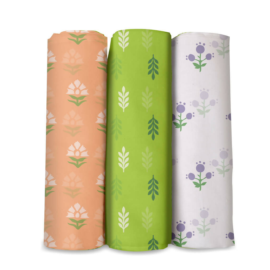 Minty Peach | Cotton Mulmul Swaddle Extra Soft Swaddle - Pack Of 3